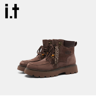 靴男复古潮款 高帮工装 保暖休闲百搭户外登山马丁靴v izzue新款