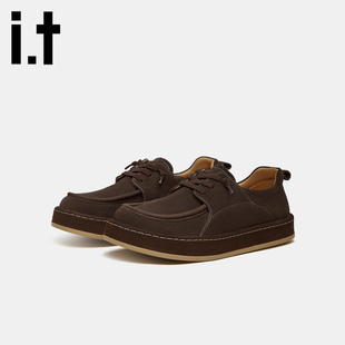 鞋 休闲牛皮软底防滑耐磨厚底轻便户外乐福工装 男士 izzue新款