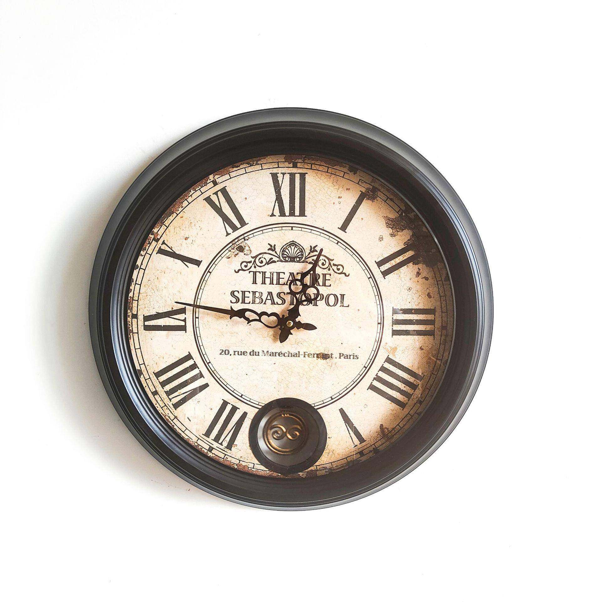 欧美铁艺复古静音挂钟仿古圆形金属摇摆时钟墙壁装饰挂表石英钟表,清洗/食品/商业设备,风口/风叶/风机配件,淘宝优惠券,粉丝福利购,淘宝优惠卷