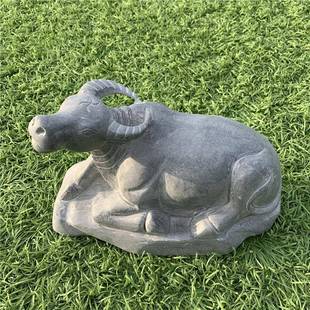 石雕水牛青石卧牛摆件石牛一对石材雕刻精雕工艺品生肖石头牛