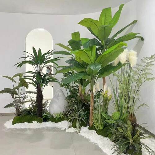 仿真绿植盆栽室内外装饰造景吊钟蒲葵南天竹仿真植物组合摆件