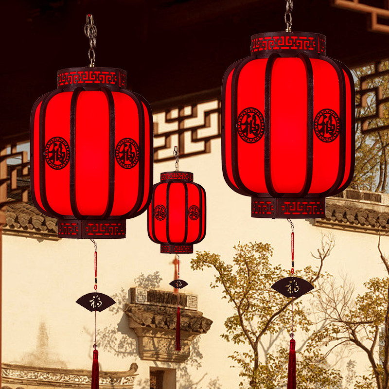 2024新款中式电灯笼吊灯发光新年过年挂饰春节户外大门口旋转阳台