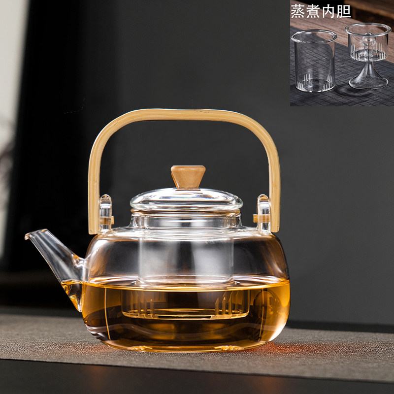 耐热高硼硅玻璃煮茶壶电陶炉泡煮茶器家用茶具套装加厚提梁烧水壶