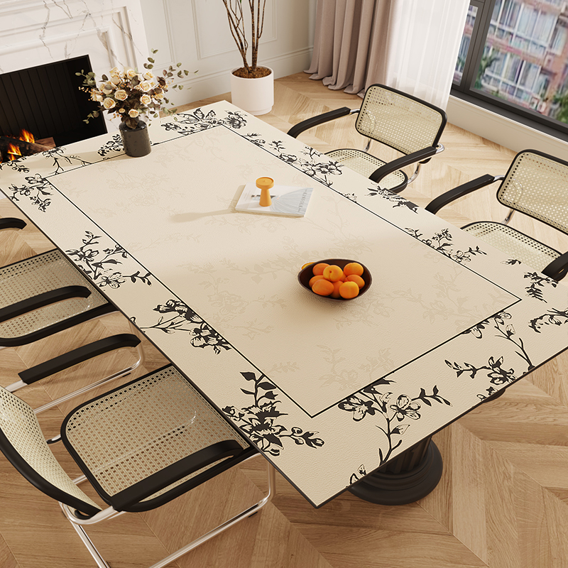 法式餐桌垫氛围感桌布免洗防水防油客厅茶几垫复古桌垫防烫电视柜
