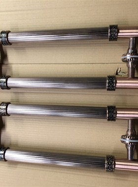 定制高档黑色加厚不锈钢r玻璃大门拉手白钢仿古铜无框实木质把手