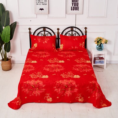 大红色床单单件双人1.8m2米床结婚喜庆大炕单4米加厚磨毛婚庆被单