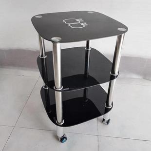 9U小茶几边角几桌钢化玻璃三层沙发柜移动方形台子多功能卧室置物