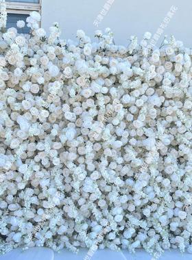 IFG婚礼布底背景墙装饰仿真2.4*2.4m白色5D玫瑰绣球商场橱窗花排