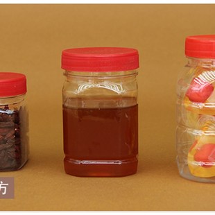 蜂蜜瓶塑料瓶250g半斤装 蜂蜜塑料瓶子圆形酱菜瓶方形密封罐储物罐
