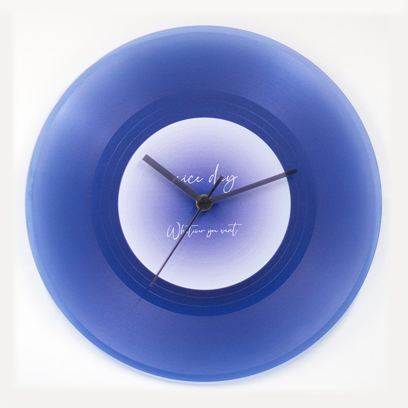 网红彩胶渐变唱片客厅挂钟墙上装饰品K高级感桌面创意时钟摆件