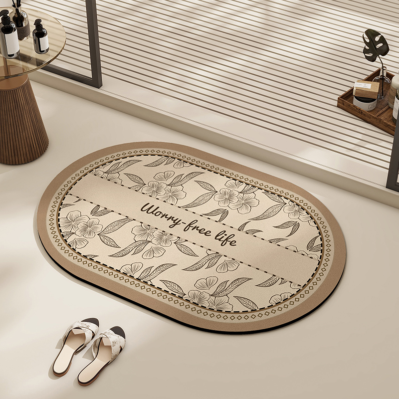 简约奶油浴室家用地o垫吸水防滑不易变形硅藻泥软垫卫生间浴室门