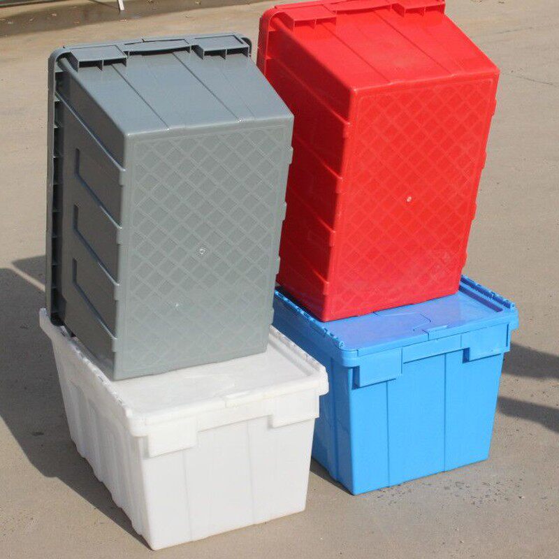 加厚塑料周转箱带盖长方形斜插式物流箱收纳箱医疗运输配送中转箱