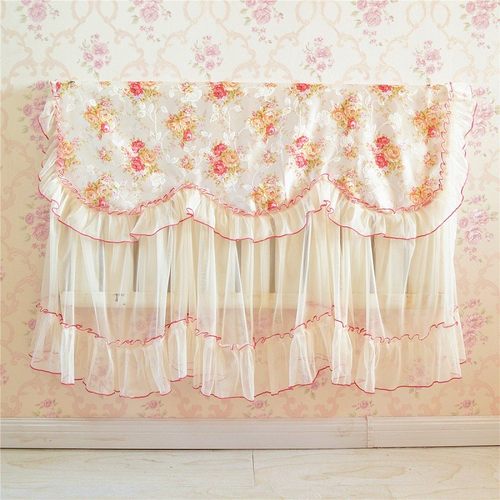 绣花暖气防尘罩暖气片罩套子花朵图案家居使用 布艺蕾丝暖气罩