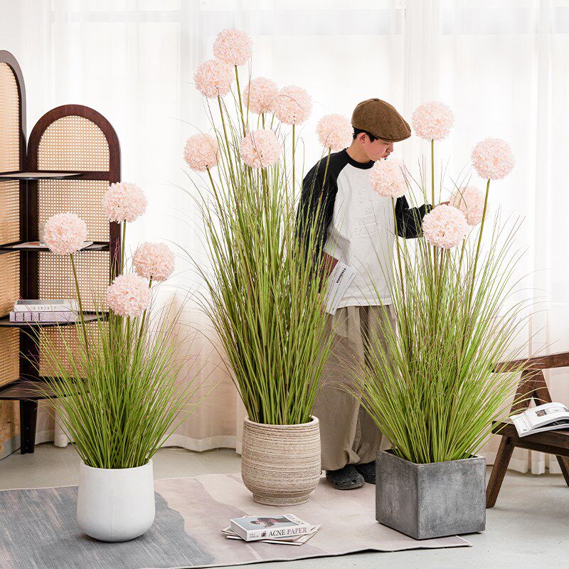 仿真绿植芦苇室内客厅装饰摆件盆栽高级仿M生绿色植物绣球花氛围