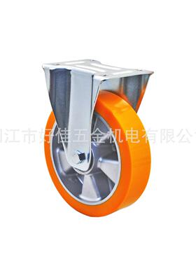 产品200X50mm好佳牌欧洲款重型静音铝芯聚氨酯PU定向脚轮