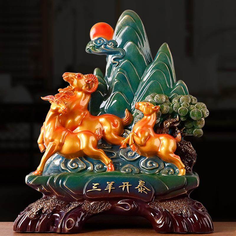 新款三羊开泰生肖羊摆件招财客厅电视柜装饰办公室桌面装饰工艺品,自行车/骑行装备/零配件,更多零件/配件,淘宝优惠券,粉丝福利购,淘宝优惠卷