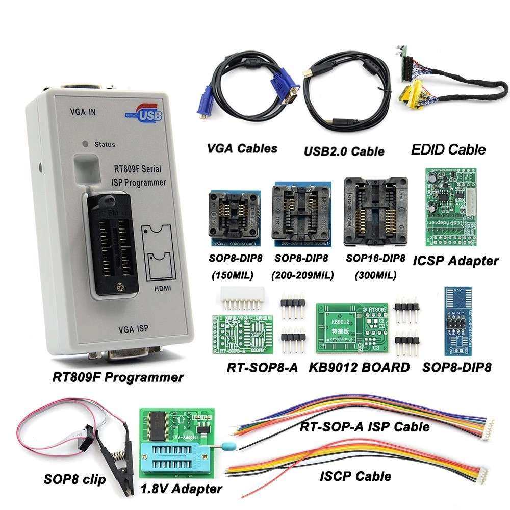 RT809F with12 adapters 编程器 烧录器 烧写器 12件套