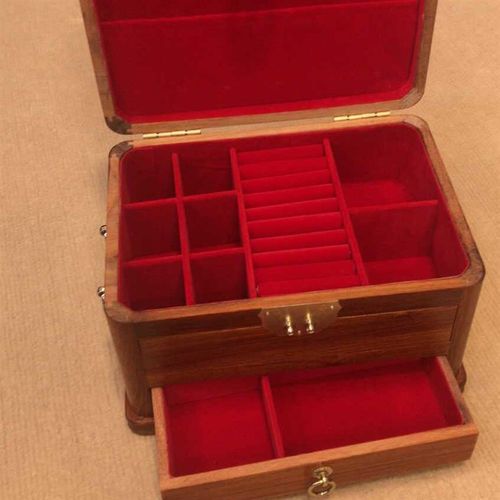 MH红木首饰盒抽屉多层分格中式复古榫卯收纳盒25U*18*16cm