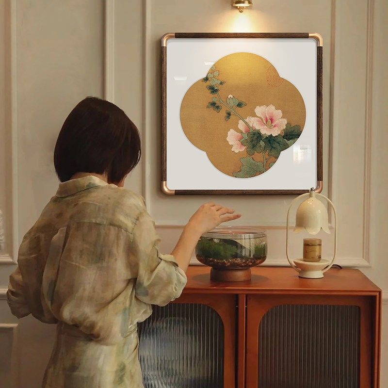 法式中国风客厅装饰画牡丹花新中式沙发背景墙挂画中古风玄关壁画,家居饰品,现代装饰画,淘宝优惠券,粉丝福利购,淘宝优惠卷