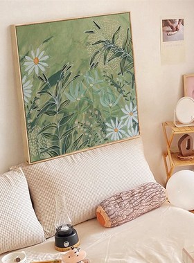 中古原木风复古民宿热带绿色植物B装饰画田园风格餐厅斗柜挂画壁