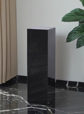 黑色大理石摆g件底座酒店客厅石柱花架玄关艺术摆件雕塑底座定制