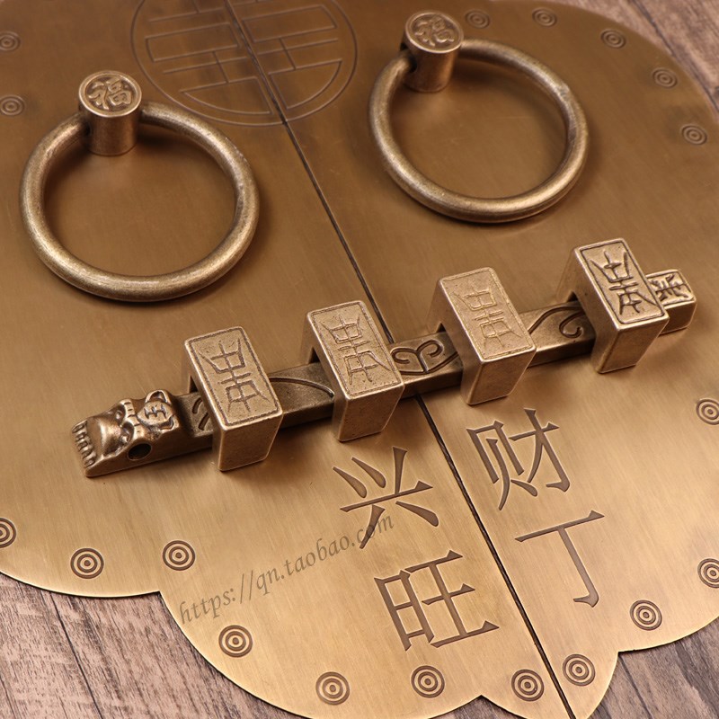 中式仿古铜门环拉手大门把手拉环老式复古木N门圆环全黄铜配件门