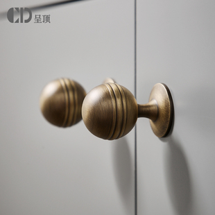 极简复古法式衣柜门拉手黄铜抽屉把手现代简约高档整体橱柜明装古