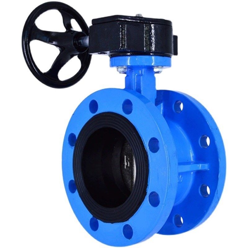 手动涡轮软密封法兰蝶阀D341X-10/16Q球墨铸铁不锈钢DN100 150 80