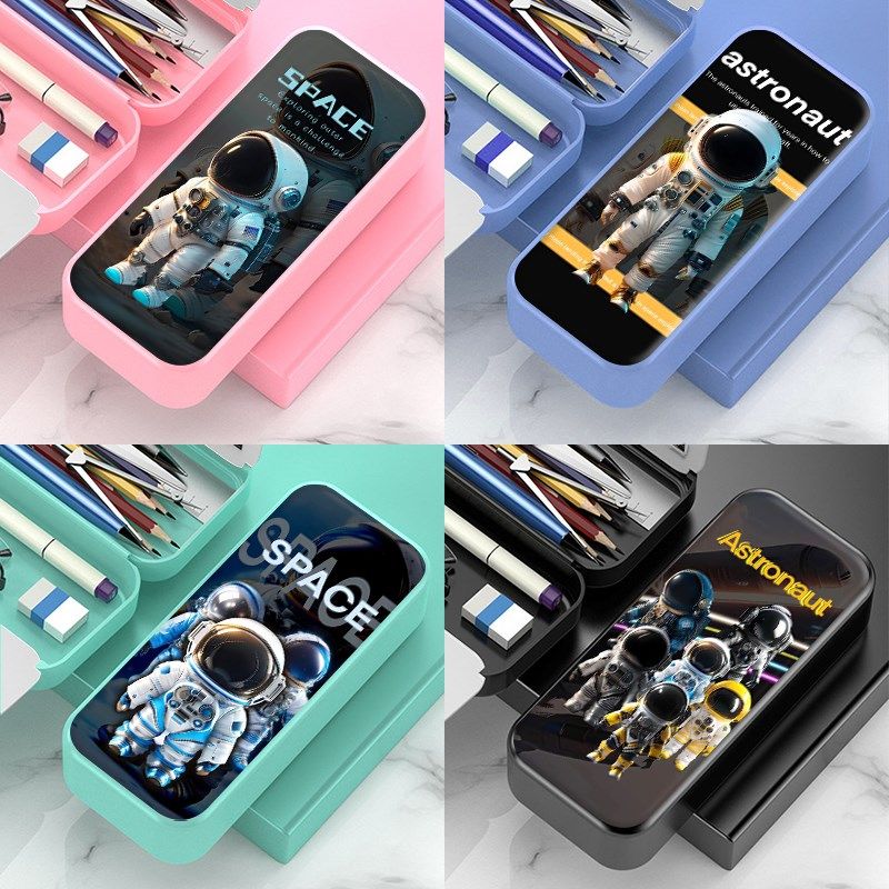 新款宇航员文具盒男生帅气多功能男孩女儿童卡通笔袋中小学生创意