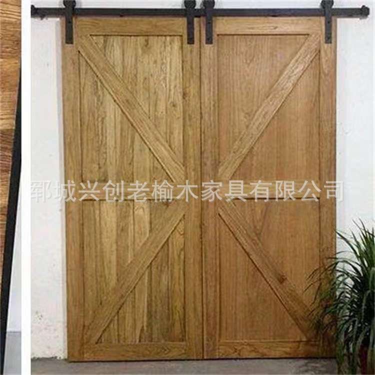 复古老榆木室内门庭院别墅门民宿套装门谷仓实木门板双开门室内门