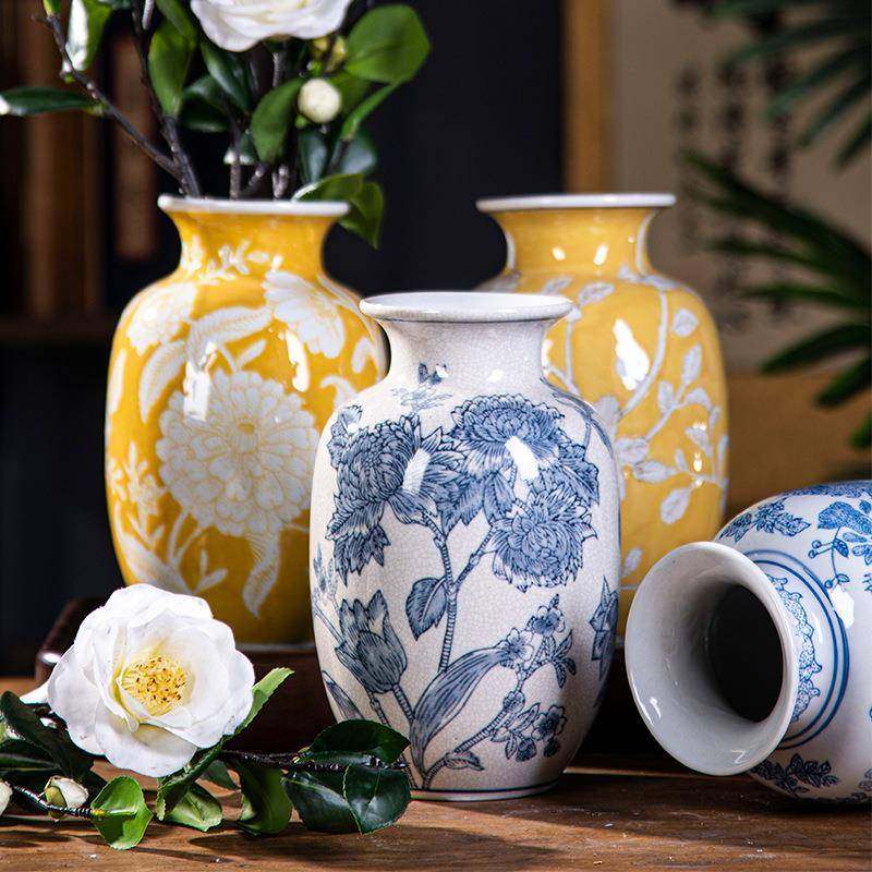 新中式青花瓷花瓶绿植干花插花复古陶瓷花器客厅玄关装饰品摆件,清洗/食品/商业设备,风口/风叶/风机配件,淘宝优惠券,粉丝福利购,淘宝优惠卷