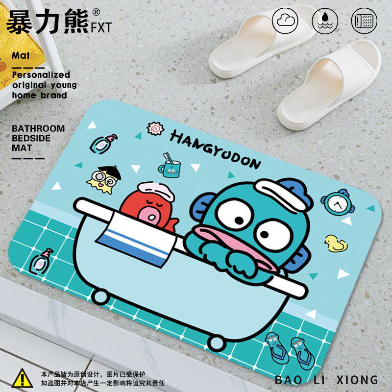 卫生间地垫防水防滑垫丑鱼硅藻泥地垫吸水防滑耐脏冲凉房防滑地垫