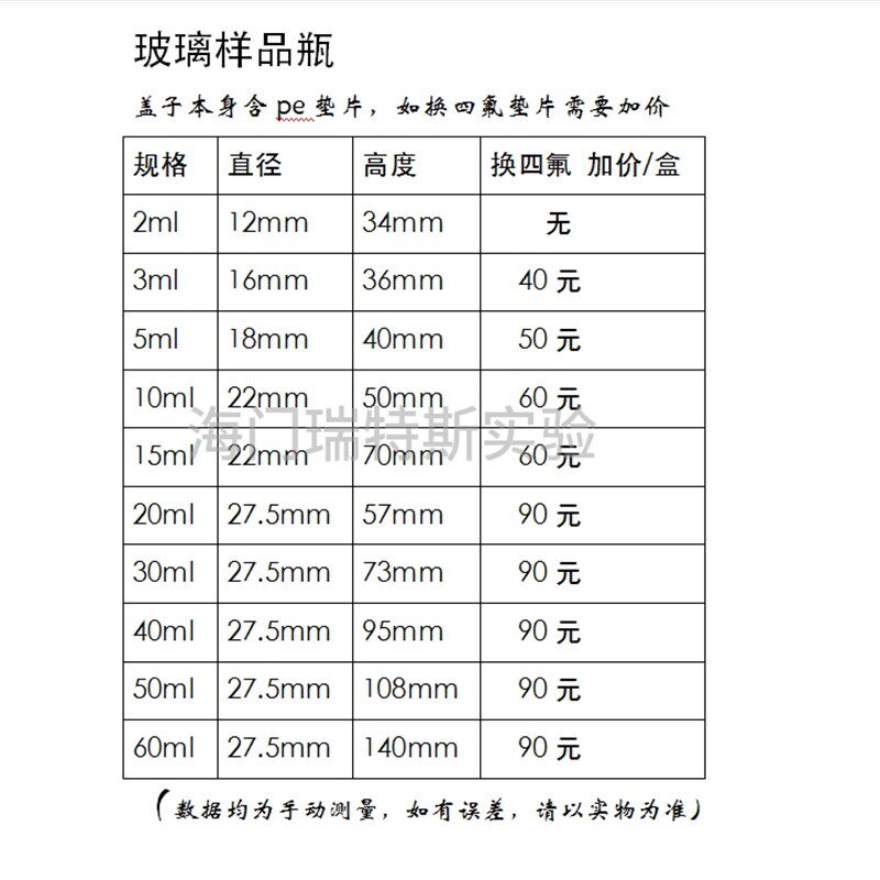 螺口玻璃试剂瓶2/3/5/10/15/20/40/60ml透明棕色实验室玻璃样品瓶