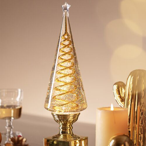 2023新款桌面迷你小发光树旋转圣诞树圣诞节P装饰品摆件氛围装饰