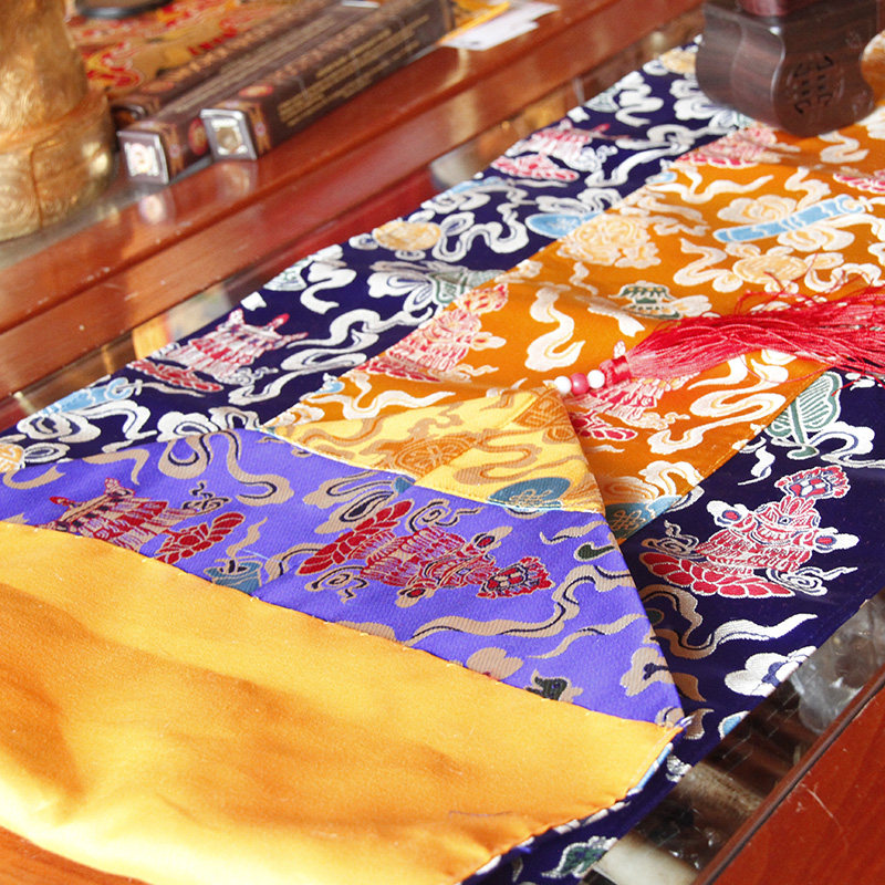 藏式桌布密宗佛堂民族风八吉祥藏布手工布料藏族面料家用供长桌旗