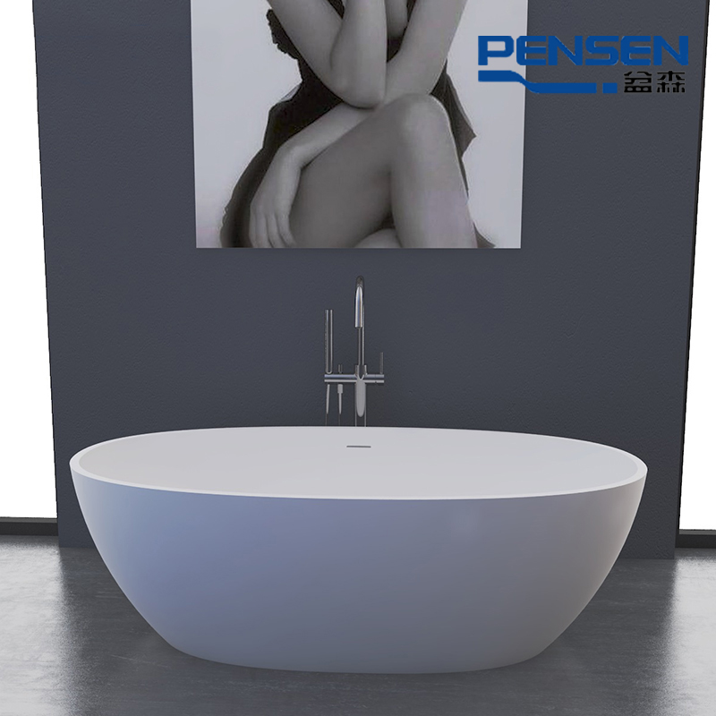 盆森浴缸小户型人造石家用浴盆独立式酒店网红椭圆浴缸情侣双人