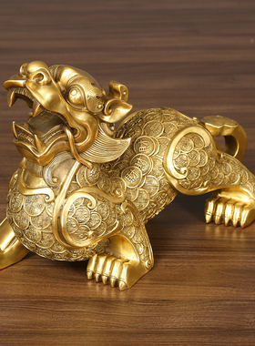 铜貔貅摆件一对黄铜貔貅皮丘家居客厅办公室开业工艺装饰礼品