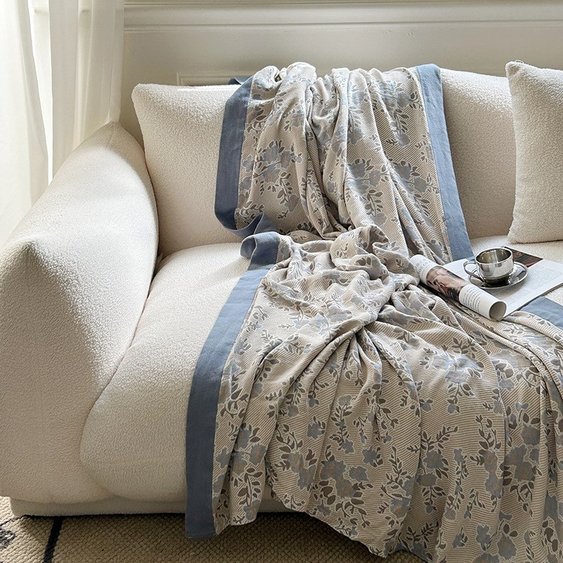 新款多功能竹棉双层纱布毯单v人可机洗毛巾被办公室午睡盖毯薄被+