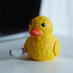 小木雕桌面摆件创意搞怪可爱车载生日礼物 杀掉你鸭 Joe 小作坊