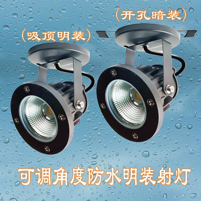 led防水户外射灯吸顶门头牌匾店铺商用广告招牌可调角度室外筒灯