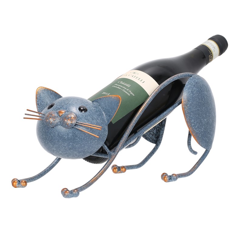 趴地猫铁艺酒架  金属酒瓶架 独立式酒架 家居装饰摆件 手工 客厅