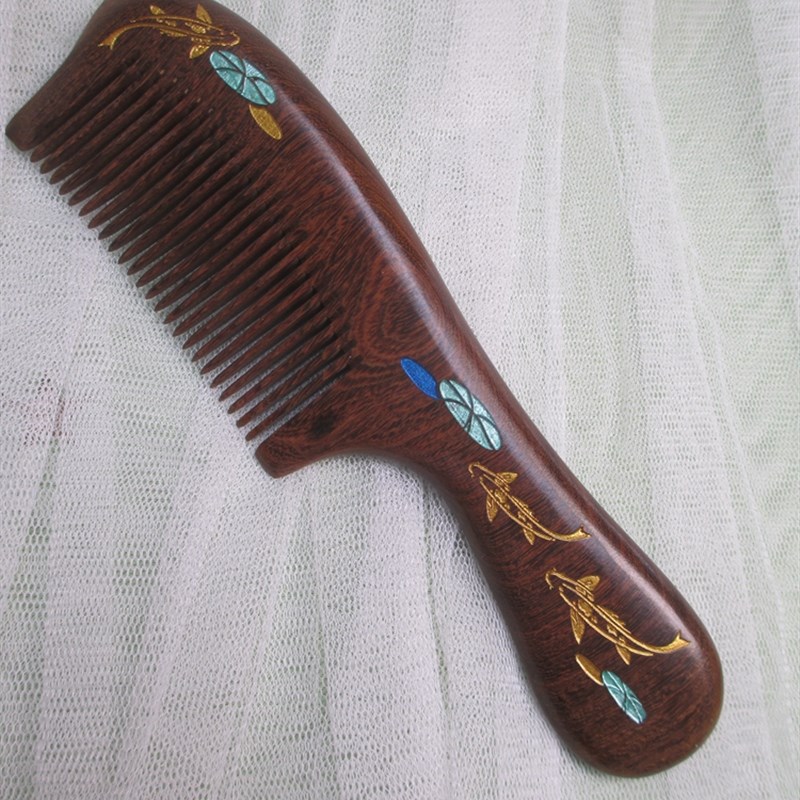 新年礼物天然黑金檀木梳子防静z电送女朋友按摩梳刻字三八节礼品