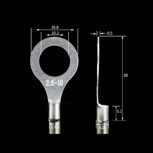 黄铜镀银OT冷压接线端子OT2.5-10  圆型裸端N头  铜鼻子 1000只