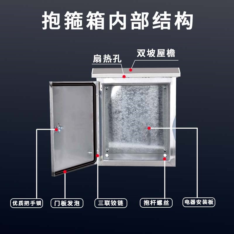 304不锈d钢配电箱抱箍箱户外防水卡箍控制箱201室外电控箱加厚横
