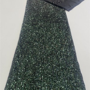 新款渐变涤丝弹力绣礼服蕾丝布料精美多色亮片刺绣满幅面料