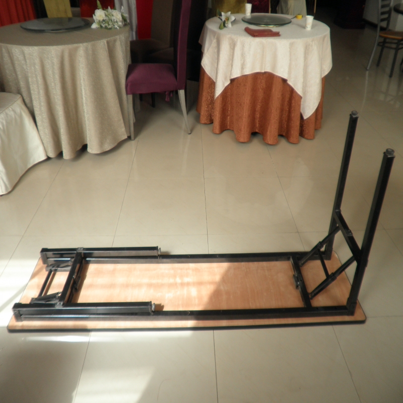 白色钢木条形会议长条桌子简易折叠长方形酒店IBM桌培训自助餐台