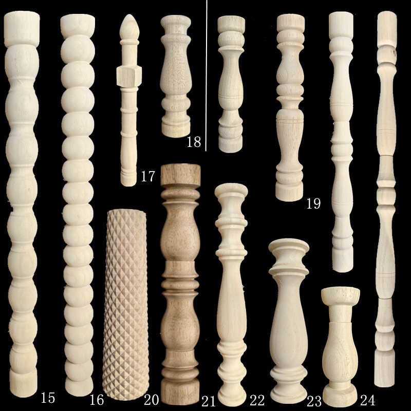 东阳实木雕刻圆柱元宝柱楼梯扶手廊桥酒柜床头支撑柱立柱车木葫芦