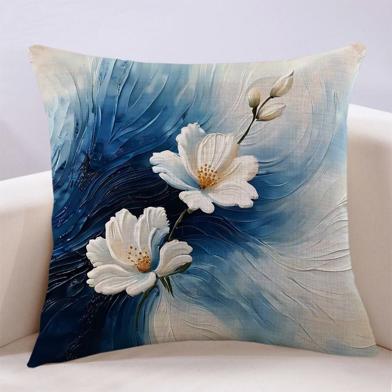 简约抽象美式沙发花朵新年抱枕靠垫轻奢高级感床头靠枕定制可拆洗