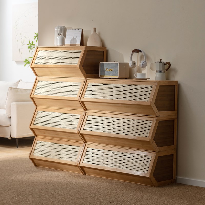 多功能可叠加收纳柜有盖杂物收纳盒储物整理箱家用储物箱床头柜子