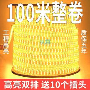lO0灯带led超亮100米套装 防水三色变光工地亮化工程 220V户外家装